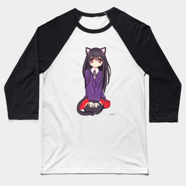 Neko Girl Baseball T-Shirt by Modeko